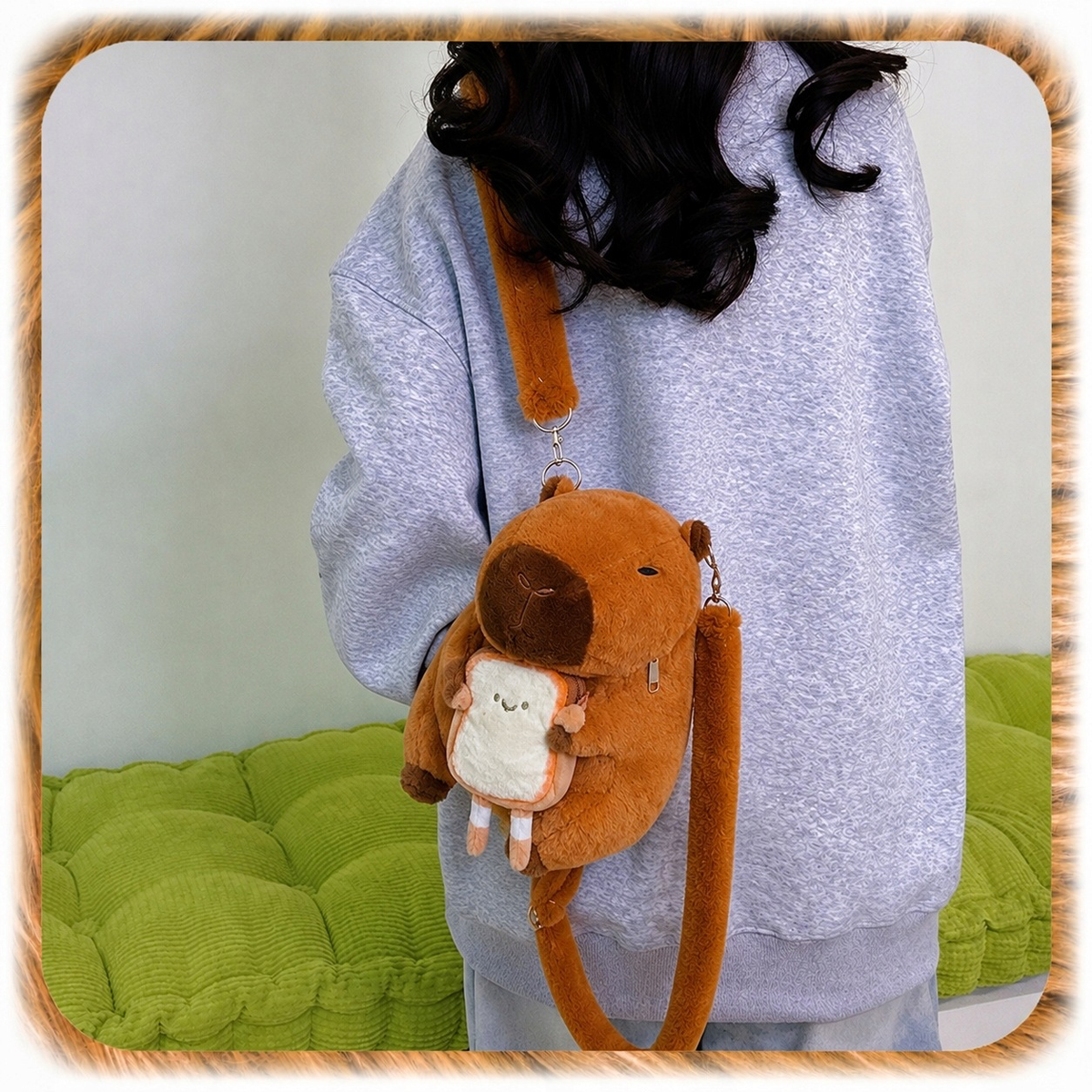 Capybara Plush Backpack with Toast