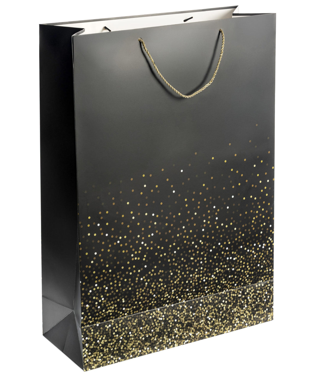 Black Gift Bag with Gold Polka Dots