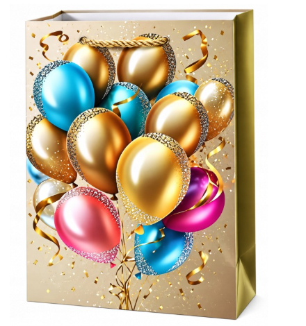 Shiny Balloons Gift Bag - Gold and Blue