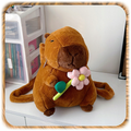 Capybara Plush Backpack with Flower
