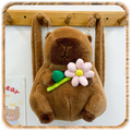 Capybara Plush Backpack with Flower
