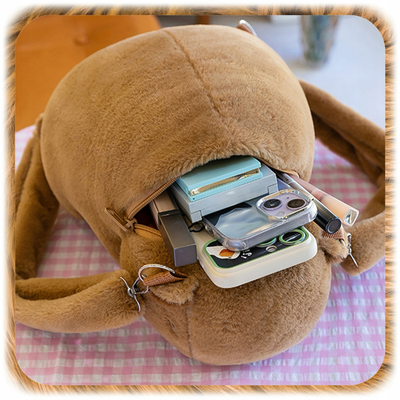 Capybara Plush Backpack with Flower