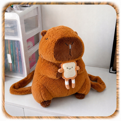 Capybara Plush Backpack with Toast