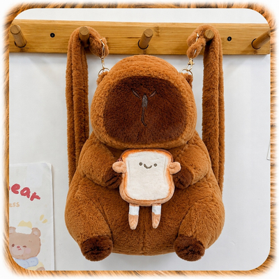 Capybara Plush Backpack with Toast