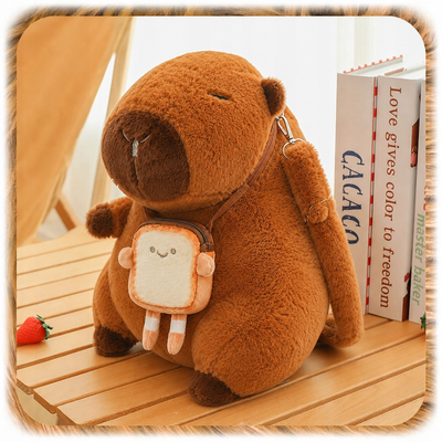 Capybara Plush Backpack with Toast